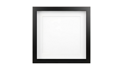 Black modern picture frame with white mat on white background