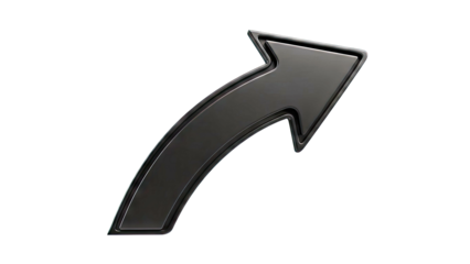 Glossy Black Arrow Pointing Up and Right