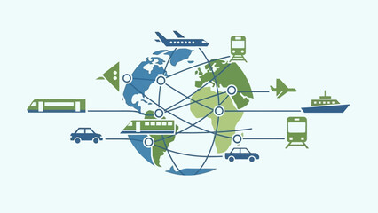 Global Transportation Network Concept - World Map Connections