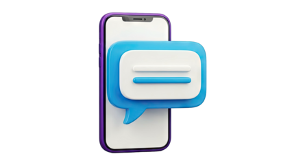 Smartphone with 3D Chat Bubble Icon