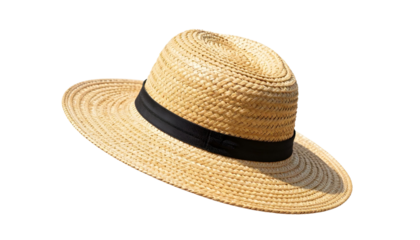 A straw hat showcased on a transparent background, ideal for spring gardening and sunny days