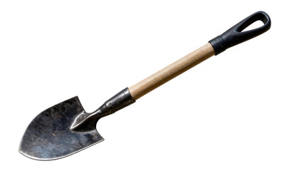 A shovel displayed on a transparent background, representing tools for spring gardening