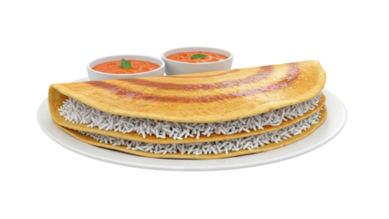Masala Dosa with Sambar and Chutney