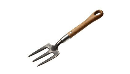 Naklejka premium A wooden-handled fork displayed on a transparent background, representing tools for spring gardening