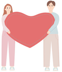Cute Couple Holding Heart Valentine Illustration