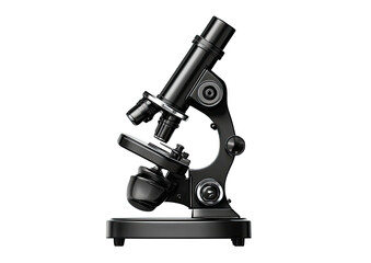 Black microscope detailed isolated on black background
