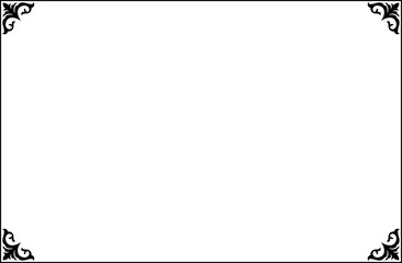 Elements of ornate vintage frames. Border black on white classic calligraphy swirls, floral motifs....