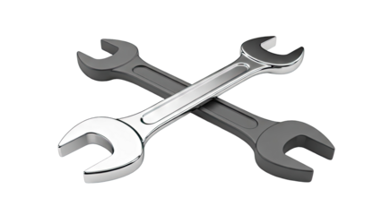 Two Crossed Wrenches, One Chrome, One Dark Gray