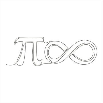 Infinity pi concept with continuous line art transforming pi symbol into infinity loop in modern minimalist vector style