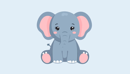 Cute Baby Elephant Cartoon Sitting