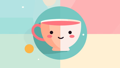 Cute Tea Cup with Pink Tea Illustration