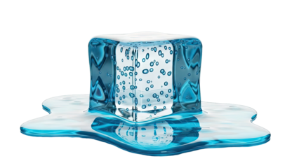 Melting Ice Cube with Bubbles