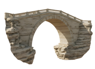 Stone bridge illustration with architectural details and transparent background