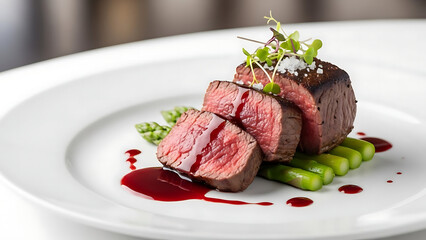 Gourmet Beef Steak with Red Wine Reduction.