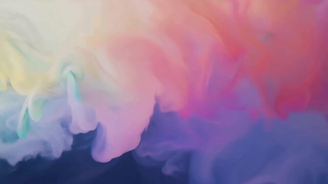 Vibrant orange, pink and blue dye mixing. Abstract artistic smoke cloud collision background.