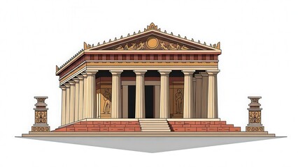Obraz premium Ancient Greek Temple with Classic Columns and Architectural Details