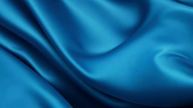 Elegant cyan silk cloth flowing animation. Soft 3D wavy textile texture loop.