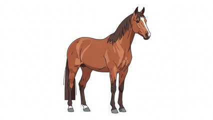 Fototapeta premium Beautiful Brown Horse Standing in a Bright White Studio for Versatile Use