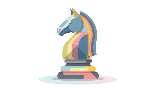 Colorful Chess Knight Piece with Rainbow Design for Strategic Gaming