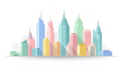 Obraz premium Colorful Abstract Digital Illustration of a Modern City Skyline for Urban Design and Architecture Projects