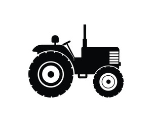 Obraz premium Black Silhouette of a Large Wheeled Farm Tractor agriculture vehicle