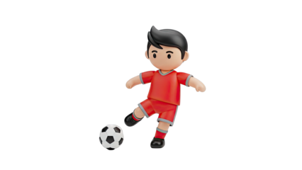 3D Cartoon Soccer Player Kicking a Ball