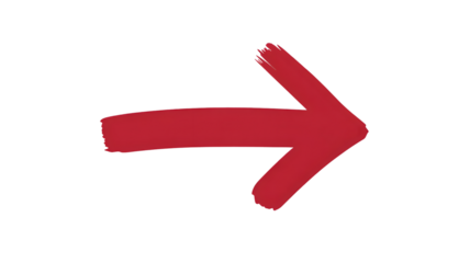 A bold red arrow painted with a brushstroke points to the right against a stark black background symbolizing direction and forward movement