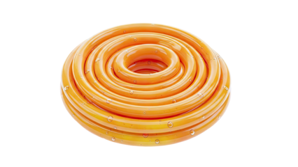 Orange coiled tubing with water droplets