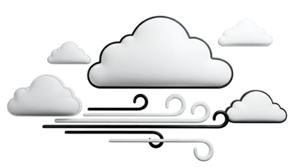 Stylized Clouds and Wind Symbols