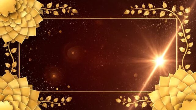 Elegant golden floral frame with sparkling star on dark background, Untitled video file (8).mp4
