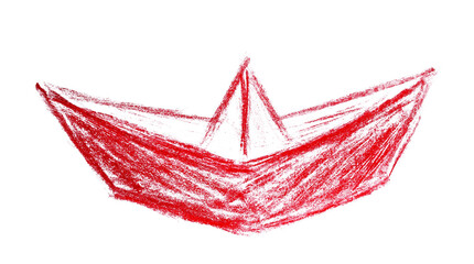 red marker doodle forming a boat pattern with a transparent background