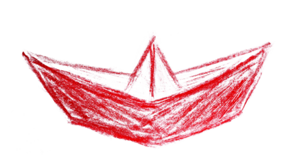 red marker doodle forming a boat pattern with a transparent background