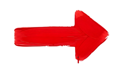 A vibrant red arrow formed by thick paint strokes points to the right against a black background
