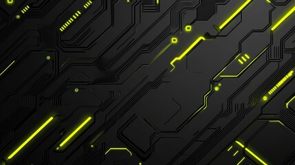 Abstract Circuit Board Dark Gray and Yellow Futuristic Technology Background