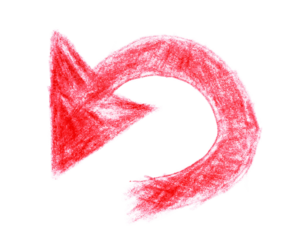 red arrow turn back hand image with transparent background