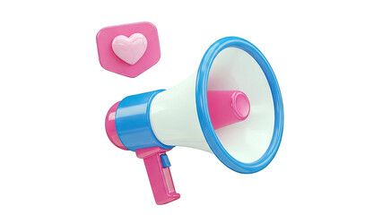 3D Megaphone with Social Media Like Icon