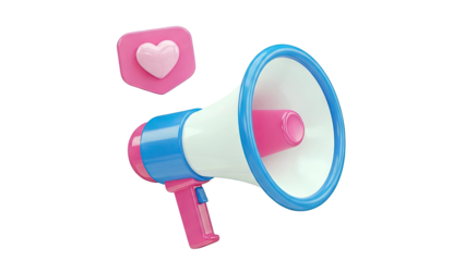 3D Megaphone with Social Media Like Icon