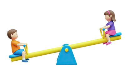 3D Rendered Children on a Seesaw