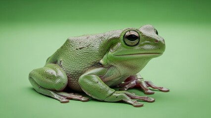 Obraz premium Intricate amphibian portrait capturing the elegance of a vibrant green tree frog