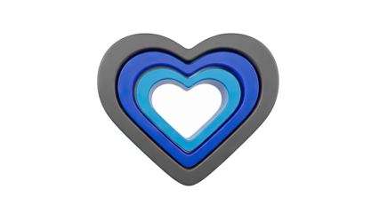 Concentric Hearts in Blue and Gray