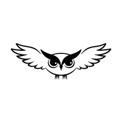 Obraz premium Eagle Owl. Eagle Owl simple black and white line art vector logo