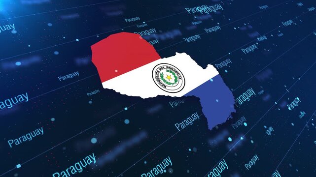 Paraguay Geographic Map and Flag Animated Motion Graphic Background