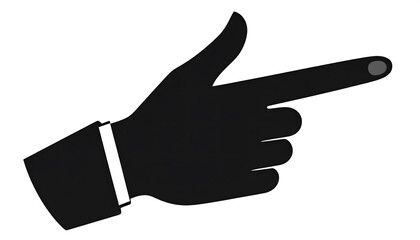 Black Hand Pointing Right Index Finger Silhouette Graphic Icon