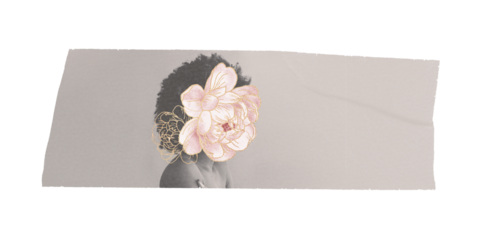 Flower face png tape sticker, transparent background