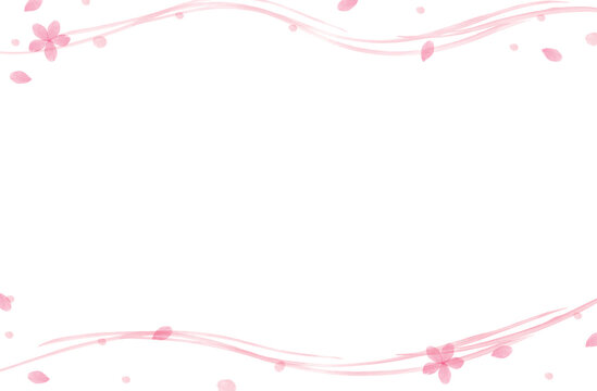 Horizontal Line Sakura Border Watercolor Spring