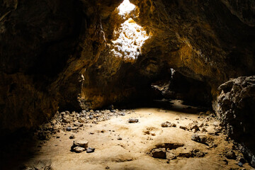 Desert lava tube cave interior Mojave Desert