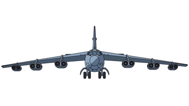 Cartoon B-52 Stratofortress Bomber Plane Front View