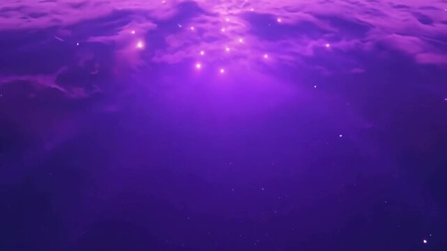 Ethereal violet galaxy atmosphere with twinkling stars and soft clouds. Dreamy celestial background perfect for fantasy, sleep, and meditation projects.