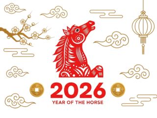 Chinese new year 2026: year of the horse with traditional cultural design elements