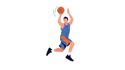Obraz premium Dynamic Action Shot of Young Male Basketball Player Jumping for a Slam Dunk